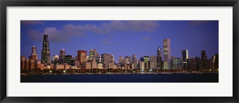 Framed Lake Michigan City Skyline at Dusk, Chicago, Illinois, USA Print