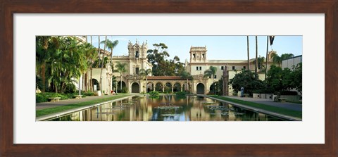 Framed Reflecting pool in front of a building, Balboa Park, San Diego, California, USA Print