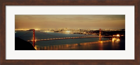 Framed Golden Gate Bridge Lit Up Print
