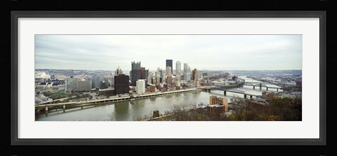 Framed High angle view of a city, Pittsburgh, Allegheny County, Pennsylvania, USA Print