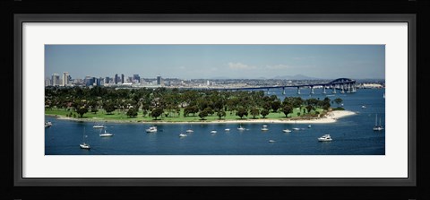 Framed Bridge across a bay, Coronado Bridge, San Diego, California, USA Print