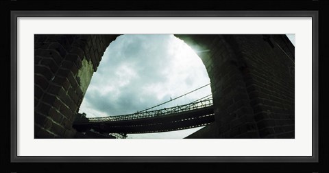 Framed Low angle view of a bridge, Brooklyn Bridge, Brooklyn, New York City, New York State, USA Print