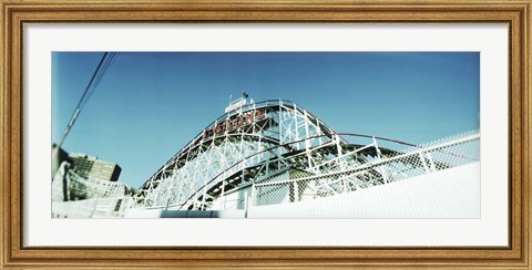 Framed Low angle view of a rollercoaster, Coney Island Cyclone, Coney Island, Brooklyn, New York City, New York State, USA Print