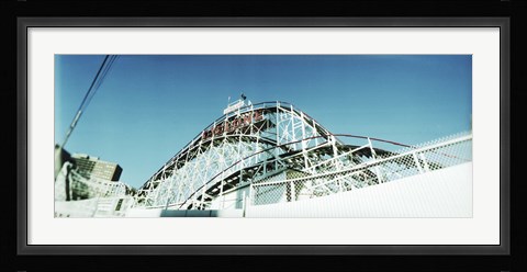 Framed Low angle view of a rollercoaster, Coney Island Cyclone, Coney Island, Brooklyn, New York City, New York State, USA Print