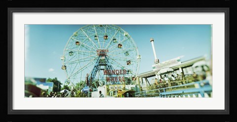 Framed Low angle view of a ferris wheel, Wonder Wheel, Coney Island, Brooklyn, New York City, New York State, USA Print