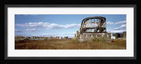 Framed Abandoned rollercoaster in an amusement park, Coney Island, Brooklyn, New York City, New York State, USA Print