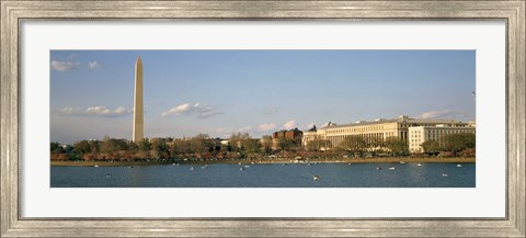 Framed Monument at the riverside, Washington Monument, Potomac River, Washington DC, USA Print