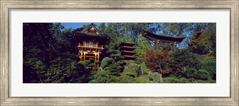 Framed Pagodas in a park, Japanese Tea Garden, Golden Gate Park, Asian Art Museum, San Francisco, California, USA Print