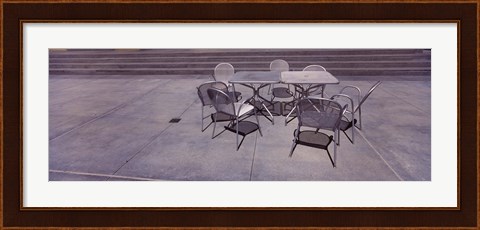 Framed Tables with chairs on a street, San Jose, Santa Clara County, California, USA Print