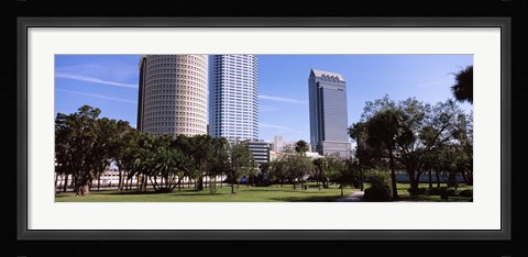 Framed Buildings in a city viewed from a park, Plant Park, University Of Tampa, Tampa, Hillsborough County, Florida, USA Print