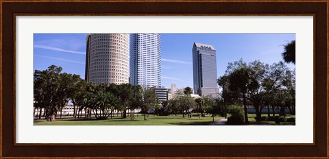 Framed Buildings in a city viewed from a park, Plant Park, University Of Tampa, Tampa, Hillsborough County, Florida, USA Print