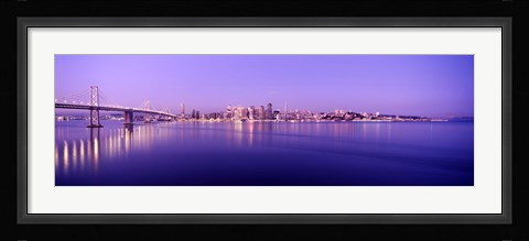 Framed Bay Bridge with a lit up city skyline in the background, San Francisco, California, USA Print