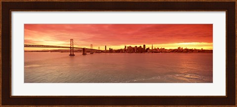 Framed Bay Bridge with city skyline, San Francisco, California, USA Print