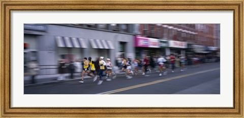Framed People running in New York City Marathon, Manhattan Avenue, Greenpoint, Brooklyn, New York City, New York State, USA Print