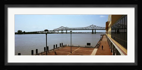 Framed Bridge across a river, Crescent City Connection Bridge, Mississippi River, New Orleans, Louisiana, USA Print
