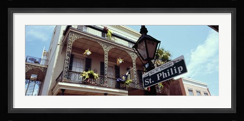 Framed Street name signboard on a lamppost, St. Philip Street, French Market, French Quarter, New Orleans, Louisiana, USA Print