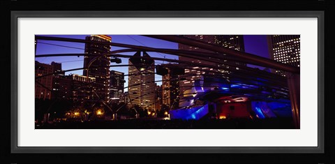 Framed Buildings lit up at night, Millennium Park, Chicago, Cook County, Illinois, USA Print