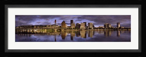 Framed Portland Skyline on a cloudy day, Oregon Print