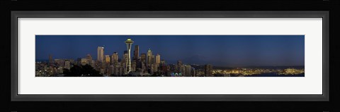 Framed Skyscrapers in a city, Space Needle, Seattle, King County, Washington State, USA Print