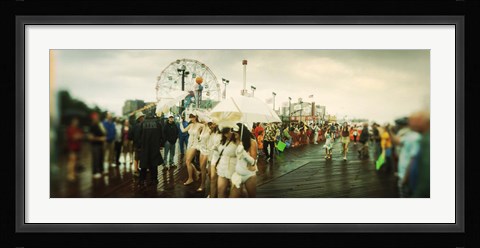 Framed People celebrating in Coney Island Mermaid Parade, Coney Island, Brooklyn, New York City, New York State, USA Print