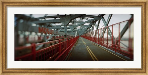 Framed Road across a suspension bridge, Williamsburg Bridge, New York City, New York State, USA Print
