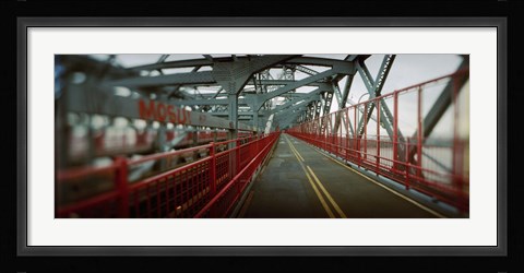 Framed Road across a suspension bridge, Williamsburg Bridge, New York City, New York State, USA Print