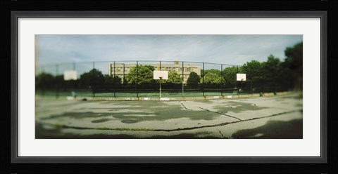 Framed Basketball court in a public park, McCarran Park, Greenpoint, Brooklyn, New York City, New York State, USA Print