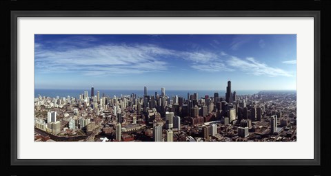 Framed Aerial view of a cityscape with Lake Michigan in the background, Chicago River, Chicago, Cook County, Illinois, USA Print