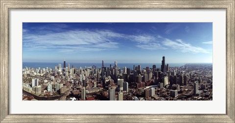 Framed Aerial view of a cityscape with Lake Michigan in the background, Chicago River, Chicago, Cook County, Illinois, USA Print