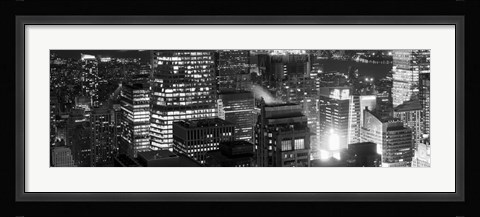 Framed Aerial view of a city at night, Midtown Manhattan, Manhattan, New York City, New York State, USA Print