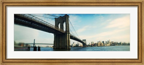 Framed Bridge across a river, Brooklyn Bridge, East River, Brooklyn, New York City, New York State Print