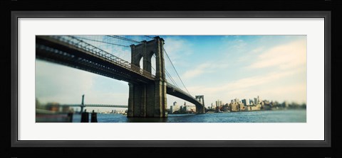Framed Bridge across a river, Brooklyn Bridge, East River, Brooklyn, New York City, New York State Print