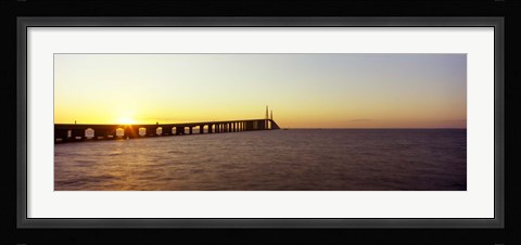 Framed Bridge at sunrise, Sunshine Skyway Bridge, Tampa Bay, St. Petersburg, Pinellas County, Florida, USA Print