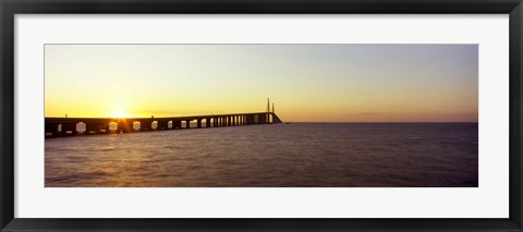 Framed Bridge at sunrise, Sunshine Skyway Bridge, Tampa Bay, St. Petersburg, Pinellas County, Florida, USA Print