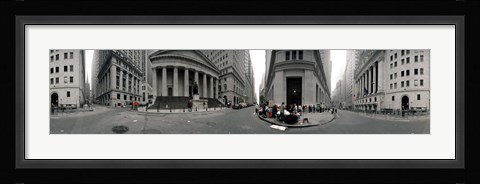 Framed 360 degree view of buildings, Wall Street, Manhattan, New York City, New York State, USA Print