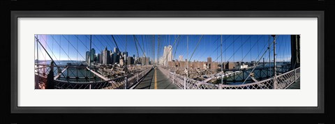 Framed Looking Down the Brooklyn Bridge Print