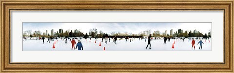 Framed 360 degree view of tourists ice skating, Wollman Rink, Central Park, Manhattan, New York City, New York State, USA Print