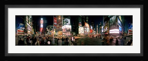Framed 360 degree view of buildings lit up at night, Times Square, Manhattan, New York City, New York State, USA Print