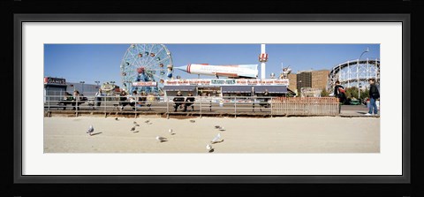 Framed Tourists at an amusement park, Coney Island, Brooklyn, New York City, New York State, USA Print