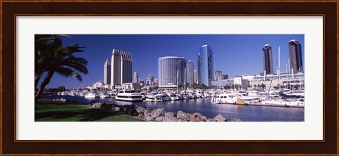 Framed Boats in a Harbor, San Diego, California Print