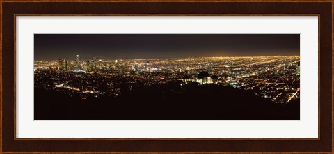 Framed Night View of Los Angeles from the Distance Print