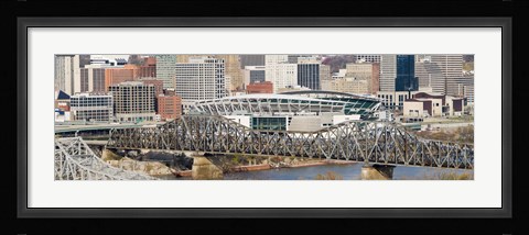 Framed Bridge across a river, Paul Brown Stadium, Cincinnati, Hamilton County, Ohio, USA Print