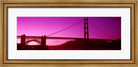Framed Low angle view of a suspension bridge, Golden Gate Bridge, San Francisco Bay, San Francisco, California, USA Print