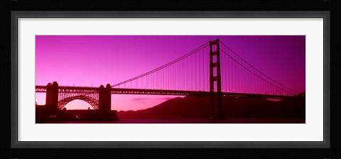 Framed Low angle view of a suspension bridge, Golden Gate Bridge, San Francisco Bay, San Francisco, California, USA Print