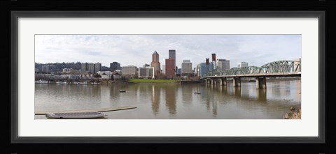 Framed Buildings at the waterfront, Willamette River, Portland, Multnomah County, Oregon, USA 2010 Print