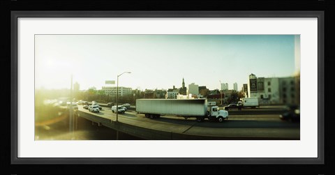 Framed Traffic on an overpass, Brooklyn-Queens Expressway, Brooklyn, New York City, New York State, USA Print