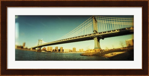 Framed Brooklyn Bridge In Front of Manhattan Print