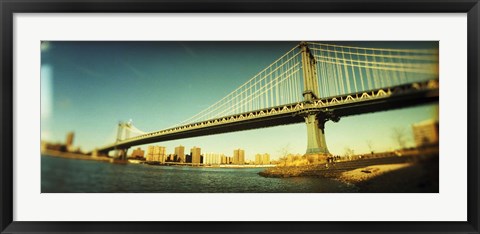 Framed Brooklyn Bridge In Front of Manhattan Print