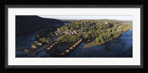 Framed High angle view of a town, Harpers Ferry, Jefferson County, West Virginia, USA Print
