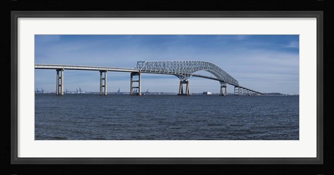 Framed Bridge across a river, Francis Scott Key Bridge, Patapsco River, Baltimore, Maryland, USA Print